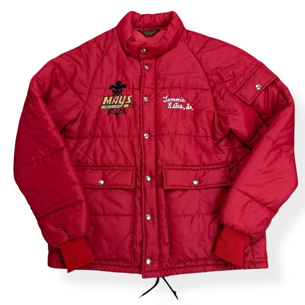 Vintage Pla-Jac by Dunbrooke Racing Puffer Jacket Size M 40-42 Red USA 70s